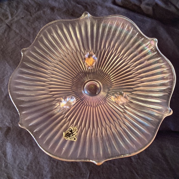 Vintage Fenton Iridescent Glass Tri Footed Dish - Picture 2 of 9